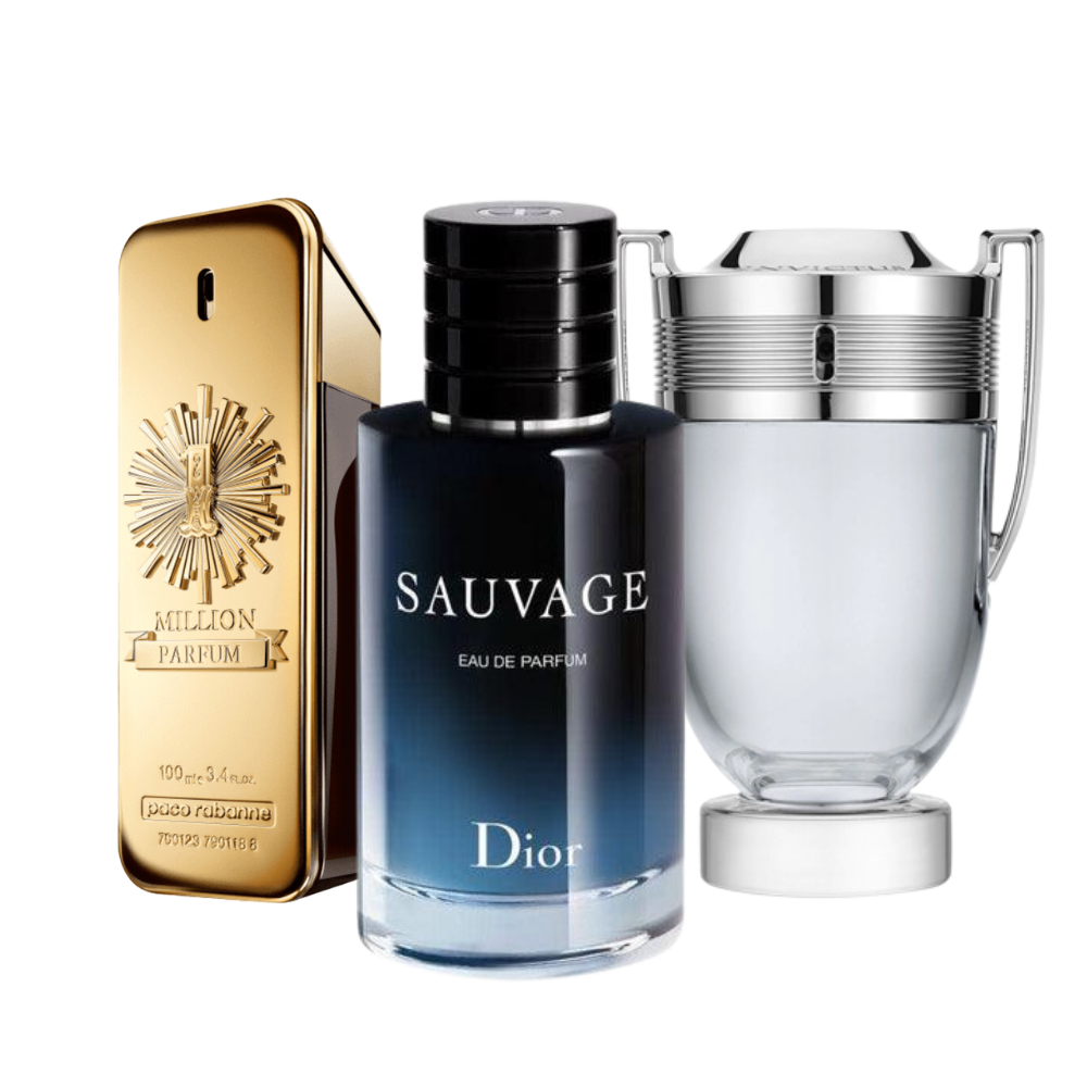 3 Parfums Paco Rabanne ONE MILLION, Dior SAUVAGE und Paco Rabanne INVICTUS (Eau de Parfum)