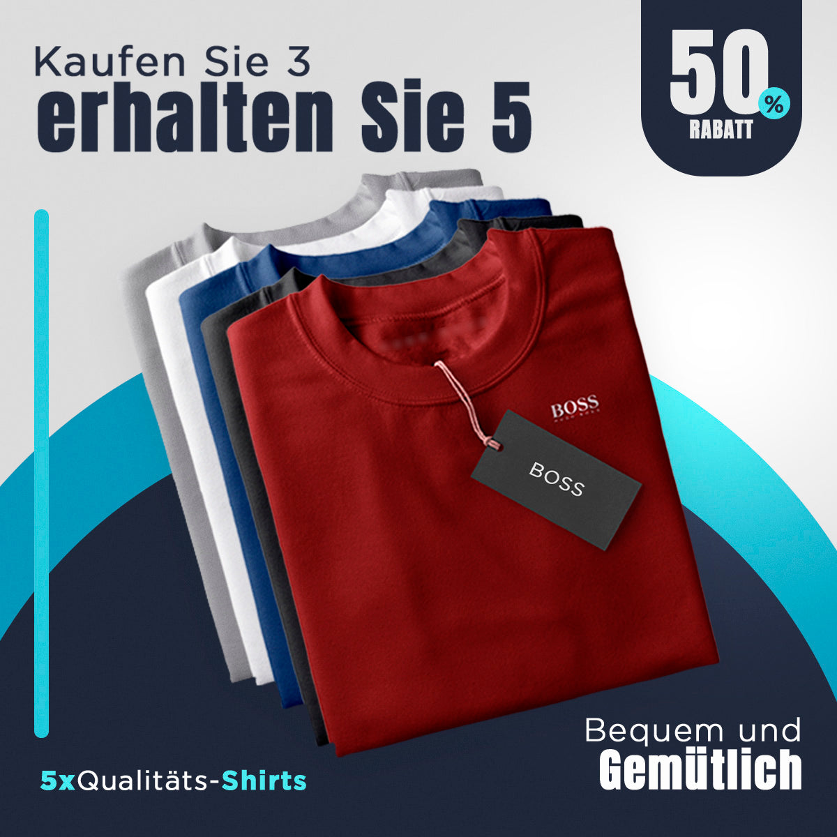 Kit 5 H. Boss T-Shirts – Zahle 3 und erhalte 5 – LETZTE EINHEITEN